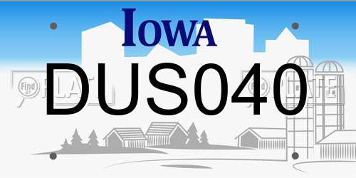 DUS040 Iowa License Plate