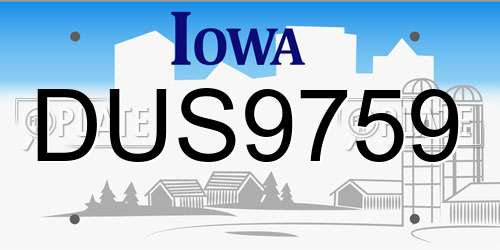 DUS9759 Iowa License Plate
