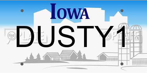 DUSTY1 Iowa License Plate