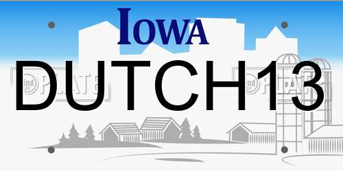 DUTCH13 Iowa License Plate