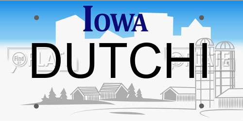 DUTCHI Iowa License Plate
