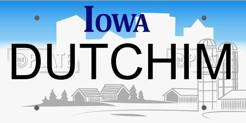 DUTCHIM Iowa License Plate
