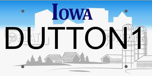 DUTTON1 Iowa License Plate
