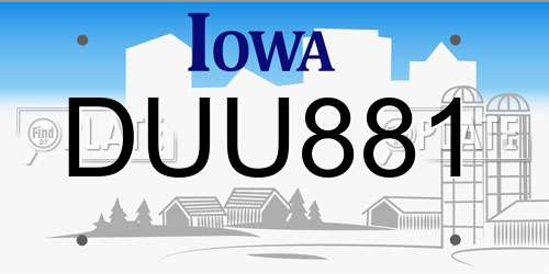 DUU881 Iowa License Plate