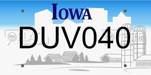 DUV040 Iowa License Plate