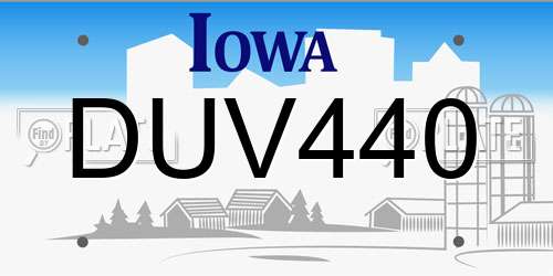 DUV440 Iowa License Plate