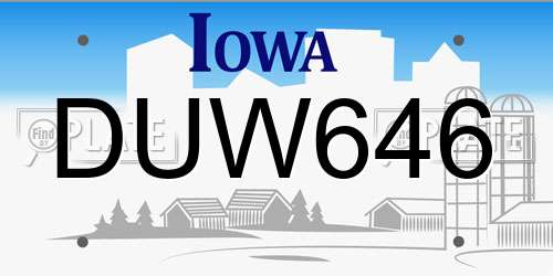 DUW646 Iowa License Plate