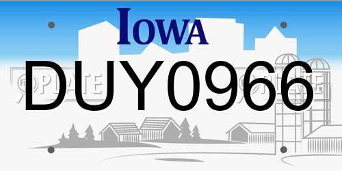 DUY0966 Iowa License Plate