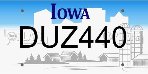 DUZ440 Iowa License Plate