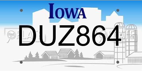 DUZ864 Iowa License Plate