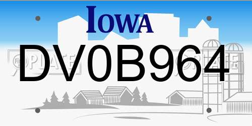 DV0B964 Iowa License Plate