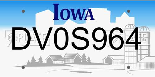 DV0S964 Iowa License Plate