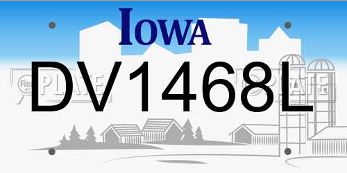DV1468L Iowa License Plate
