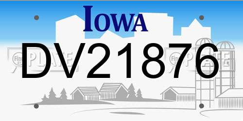 DV21876 Iowa License Plate