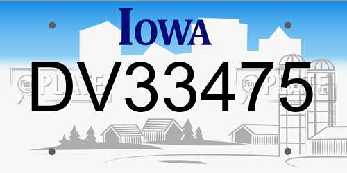 DV33475 Iowa License Plate