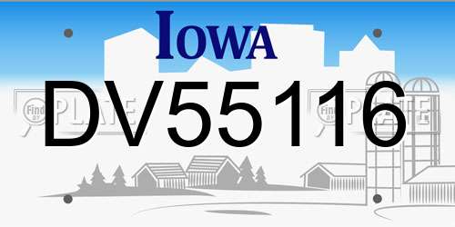 DV55116 Iowa License Plate