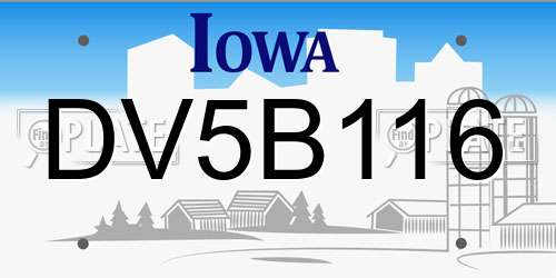 DV5B116 Iowa License Plate
