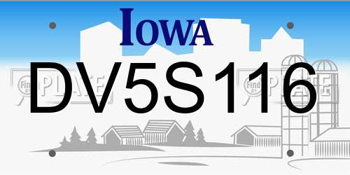 DV5S116 Iowa License Plate