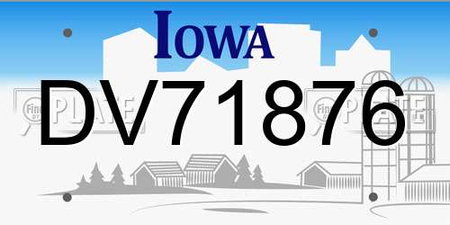 DV71876 Iowa License Plate