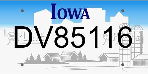 DV85116 Iowa License Plate