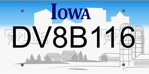 DV8B116 Iowa License Plate