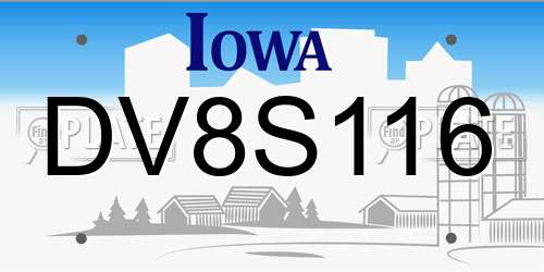 DV8S116 Iowa License Plate
