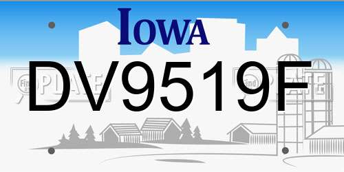 DV9519F Iowa License Plate