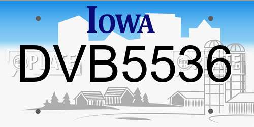 DVB5536 Iowa License Plate