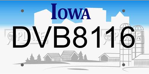 DVB8116 Iowa License Plate