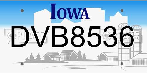 DVB8536 Iowa License Plate