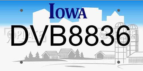 DVB8836 Iowa License Plate