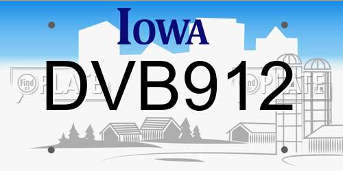 DVB912 Iowa License Plate