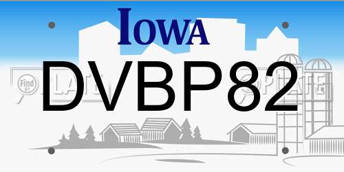 DVBP82 Iowa License Plate