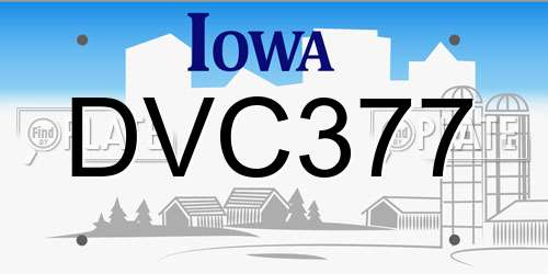 DVC377 Iowa License Plate