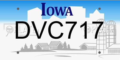DVC717 Iowa License Plate