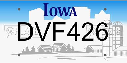 DVF426 Iowa License Plate