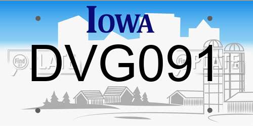 DVG091 Iowa License Plate