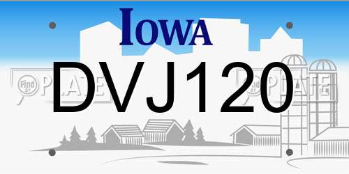 DVJ120 Iowa License Plate