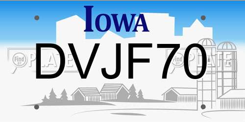 DVJF70 Iowa License Plate