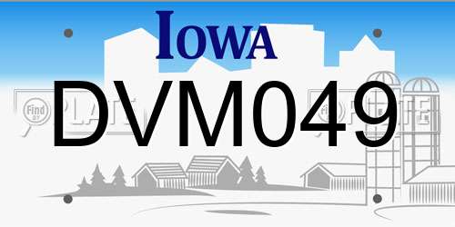 DVM049 Iowa License Plate