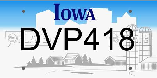 DVP418 Iowa License Plate