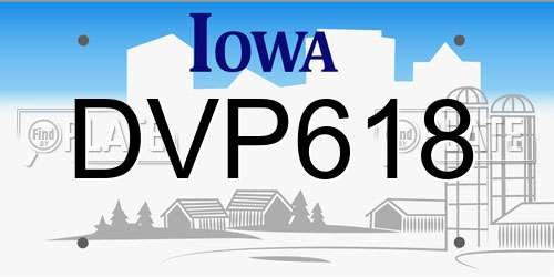 DVP618 Iowa License Plate