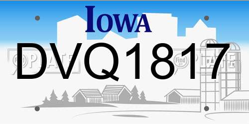 DVQ1817 Iowa License Plate
