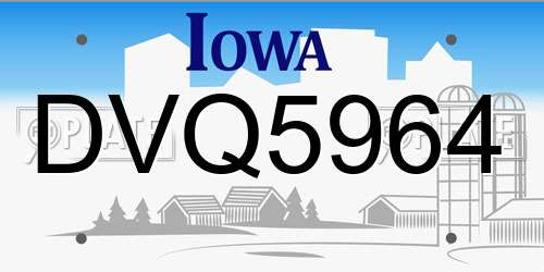 DVQ5964 Iowa License Plate