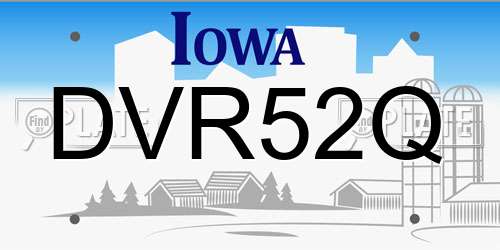 DVR52Q Iowa License Plate