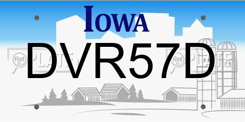 DVR57D Iowa License Plate