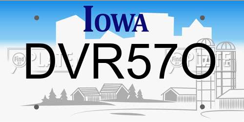 DVR57O Iowa License Plate