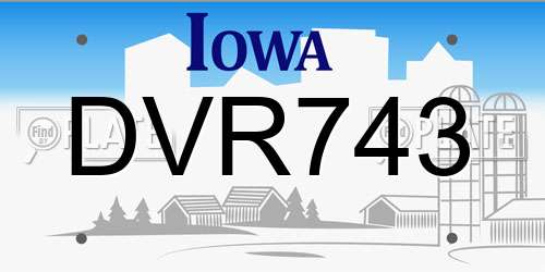 DVR743 Iowa License Plate