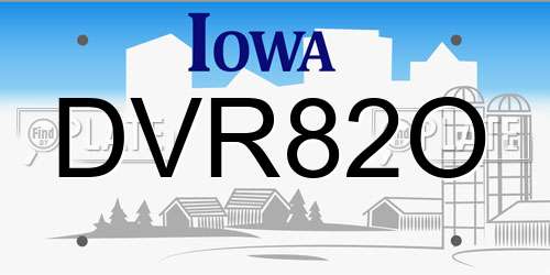 DVR82O Iowa License Plate