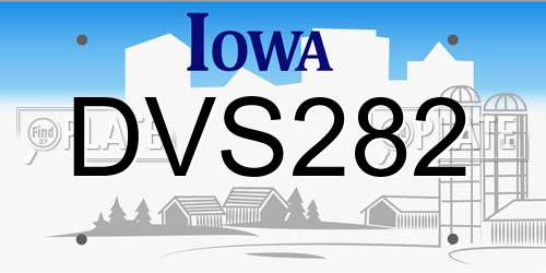 DVS282 Iowa License Plate